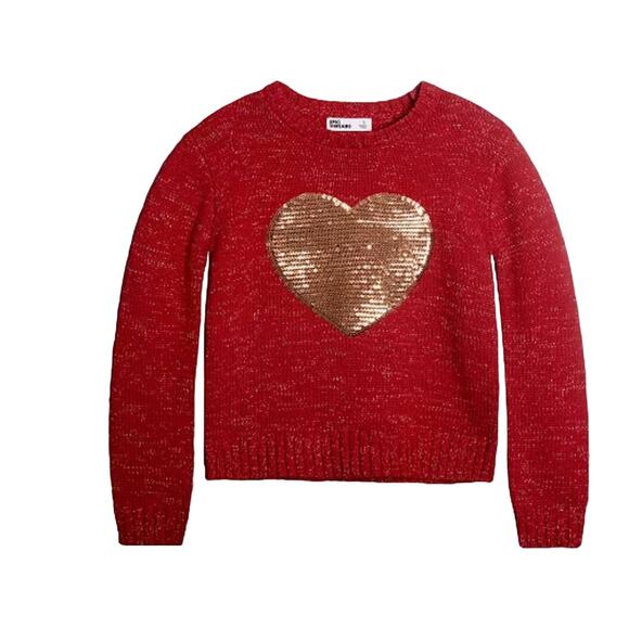 Epic Threads red  gold glitter heart pullover warm crew neck sweater. Size Med. - Picture 1 of 6